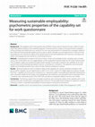 Research paper thumbnail of Measuring sustainable employability: psychometric properties of the capability set for work questionnaire