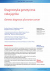 Research paper thumbnail of Adres do korespondencji: Diagnostyka genetyczna raka jajnika Genetic diagnosis of ovarian cancer