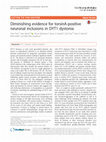 Research paper thumbnail of Diminishing evidence for torsinA-positive neuronal inclusions in DYT1 dystonia