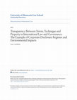 Research paper thumbnail of Transparency Between Norm, Technique and Property in International Law and Governance—The Example of Corporate Disclosure Regimes and Environmental Impacts