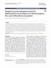 Research paper thumbnail of Exogenous and endogenous factors affecting the social impact of cultural projects: the case of Barcelona ecosystem