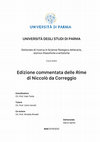 Research paper thumbnail of Edizione commentata delle "Rime" di Niccolò da Correggio