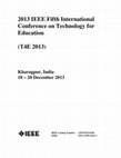 Research paper thumbnail of 2013 IEEE Fifth International Conference on Technology for Education (t4e 2013)