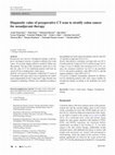 Research paper thumbnail of Diagnostic value of preoperative CT scan to stratify colon cancer for neoadjuvant therapy