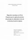 Research paper thumbnail of Migración venezolana en el Perú. Propuesta para la aplicación práctica del principio de solidaridad a la luz de la Doctrina Social de la Iglesia