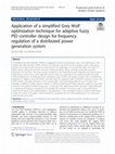 Research paper thumbnail of Application of a simplified Grey Wolf optimization technique for adaptive fuzzy PID controller design for frequency regulation of a distributed power generation system