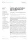 Research paper thumbnail of The seed sector development in low-income countries: Lessons from the Malawi seed sector policy process