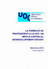 Research paper thumbnail of La formació de professorat a la UOC: un impuls continu al desenvolupament docent