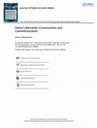 Research paper thumbnail of Editor’s Remarks: Communities and Commemoration