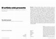 Research paper thumbnail of El artista está presente. Extrañamiento, dificultad e instalación en Venturi y Scott Brown = The artist is present. Difficulty, estrangement and installation in Venturi and Scott Brown