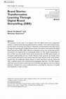 Research paper thumbnail of Brand Stories: Transformative Learning Through Digital Brand Storytelling (DBS)