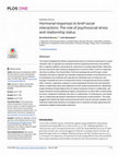 Research paper thumbnail of Hormonal responses to brief social interactions: The role of psychosocial stress and relationship status