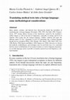 Research paper thumbnail of Translating medical texts into a foreign language: some methodological considerations