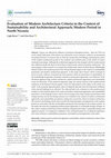 Research paper thumbnail of Evaluation of Modern Architecture Criteria in the Context of Sustainability and Architectural Approach; Modern Period in North Nicosia