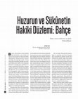 Research paper thumbnail of Ahmet Dağ Huzurun ve Sükûnetin Hakiki Düzlemi: Bahçe