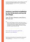 Research paper thumbnail of Lectura y Escritura Académica en Los Inicios De La Carrera De Psicología