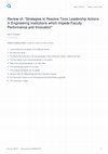 Research paper thumbnail of Review of: "Strategies to Resolve Toxic Leadership Actions in Engineering Institutions which Impede Faculty Performance and Innovation