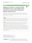 Research paper thumbnail of Mapping of research on maternal health interventions in low- and middle-income countries: a review of 2292 publications between 2000 and 2012