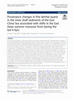 Research paper thumbnail of Provenance changes in fine detrital quartz in the inner shelf sediments of the East China Sea associated with shifts in the East Asian summer monsoon front during the last 6 kyrs