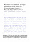 Research paper thumbnail of D. De Santis, Maximilian Beck and Martin Heidegger: A Forgotten Episode of the Early Phenomenological Tradition—Reconstruction and Interpretation, Methodos - Savoirs et textes, 2023: Full text here: https://journals.openedition.org/methodos/10036