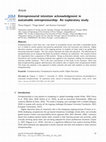 Research paper thumbnail of Entrepreneurial intention acknowledgment in sustainable entrepreneurship: An exploratory study