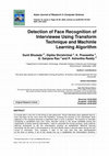 Research paper thumbnail of Detection of Face Recognition of Interviewee Using Transform Technique and Machinle Learning Algorithm