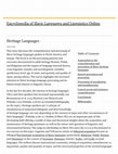 Research paper thumbnail of Heritage Languages