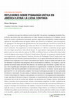 Research paper thumbnail of McLaren, P. (2019). Reflexiones sobre pedagogía crítica en América Latina - La lucha continúa