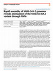 Research paper thumbnail of Rapid assembly of SARS-CoV-2 genomes reveals attenuation of the Omicron BA.1 variant through NSP6