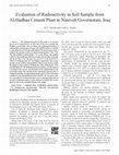 Research paper thumbnail of Evaluation of Radioactivity in Soil Sample from Al-Hadbaa Cement Plant in Nineveh Governorate, Iraq