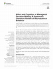 Research paper thumbnail of Affect and Cognition in Managerial Decision Making: A Systematic Literature Review of Neuroscience Evidence