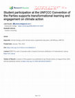 Research paper thumbnail of Student participation at the UNFCCC Convention of the Parties supports transformational learning and engagement on climate action