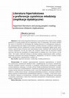 Research paper thumbnail of Literatura hipertekstowa a preferencje czytelnicze młodzieży (implikacje dydaktyczne) // Hypertext literature and young people’s reading preferences (Didactic implications)