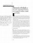 Research paper thumbnail of Memoria olvidada de una torre: arqueología histórica en el templo de Analco, ciudad de Puebla