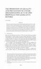 Research paper thumbnail of The Promotion of Equality and Prevention of Unfair Discrimination Act 4 of 2000: Proposals for Legislative Reform