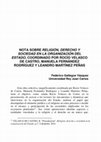 Research paper thumbnail of Nota sobre Religión, Derecho y Sociedad en la organización del Estado, coordinado por Rocío Velasco de Castro, Manuela Fernández Rodríguez y Leandro Martínez Peñas