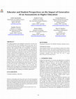 Research paper thumbnail of Educator and Student Perspectives on the Impact of Generative AI on Assessments in Higher Education