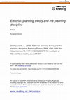 Research paper thumbnail of Editorial: Planning theory and the planning discipline