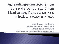 Research paper thumbnail of Aprendizaje-servicio en un curso de conversación en Manhattan, Kansas: Motivos, métodos, reacciones y retos