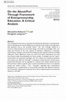 Research paper thumbnail of On the About/For/Through Framework of Entrepreneurship Education: A Critical Analysis