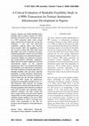 Research paper thumbnail of A Critical Evaluation of Bankable Feasibility Study in A PPPs Transaction for Tertiary Institutions' Infrastructure Development in Nigeria