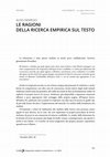 Research paper thumbnail of Le ragioni della ricerca empirica sul testo