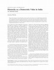 Research paper thumbnail of Hierarchy as a democratic value in India