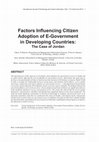 Research paper thumbnail of Factors Influencing Citizen Adoption of E-Government in Developing Countries