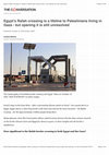 Research paper thumbnail of Egypt's Rafah crossing is a lifeline to Palestinians living in Gaza - but opening it is still unresolved