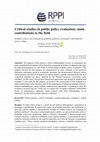 Research paper thumbnail of Critical studies in public policy evaluation: main contributions to the field Estudos críticos em avaliação de políticas públicas: principais contribuições para o campo