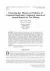 Research paper thumbnail of Extracting Key Phrases as Predictors of Corporate Bankruptcy: Empirical Analysis of Annual Reports by Text Mining