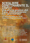 Research paper thumbnail of Scegliere direttamente il capo? Una prima analisi del ddl costituzionale sul "premierato", 23 novembre, ore 16, Aula 9, Facoltà di Giurisprudenza, Sapienza, Università di Roma