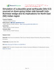 Research paper thumbnail of Simulation of a plausible great earthquake (Mw 8.0) sourced on down-going Indian slab beneath Indo-Burmese wedge and its implications for North East (NE) Indian region