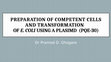 Research paper thumbnail of PREPARATION OF COMPETENT CELLS AND TRANSFORMATION